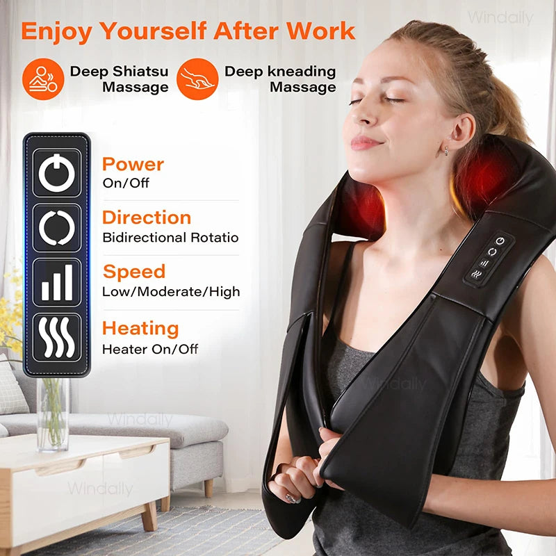 Blissence™ Deep Kneading Shiatsu Neck &amp; Shoulder Massager with Heat