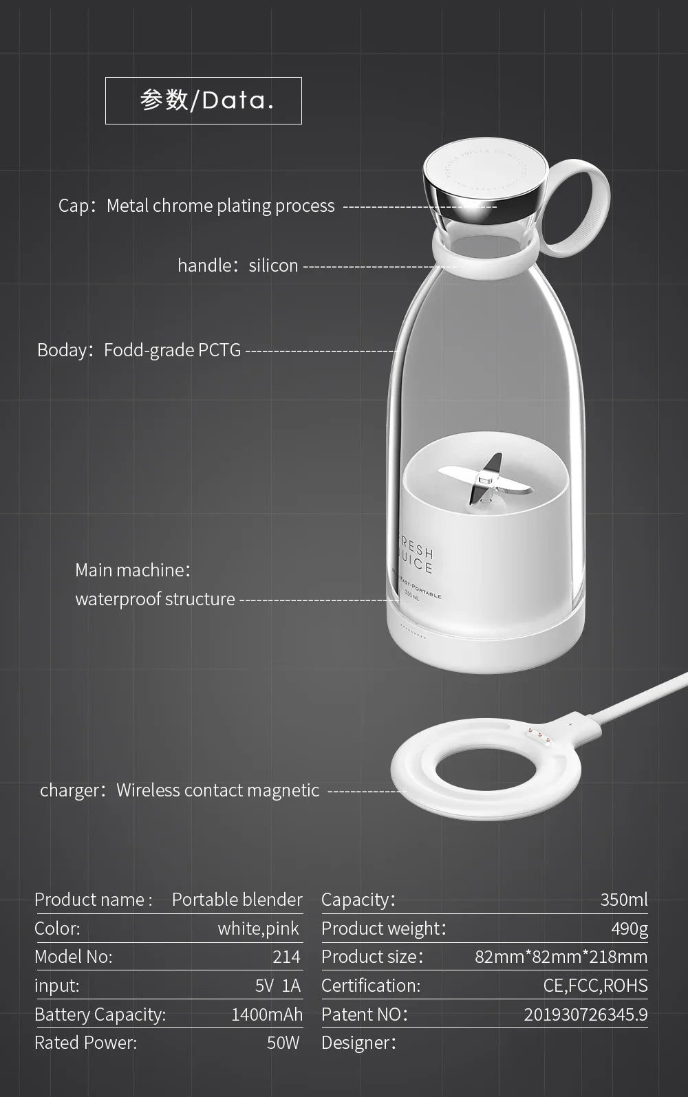 Blissence Portable Blender Bottle