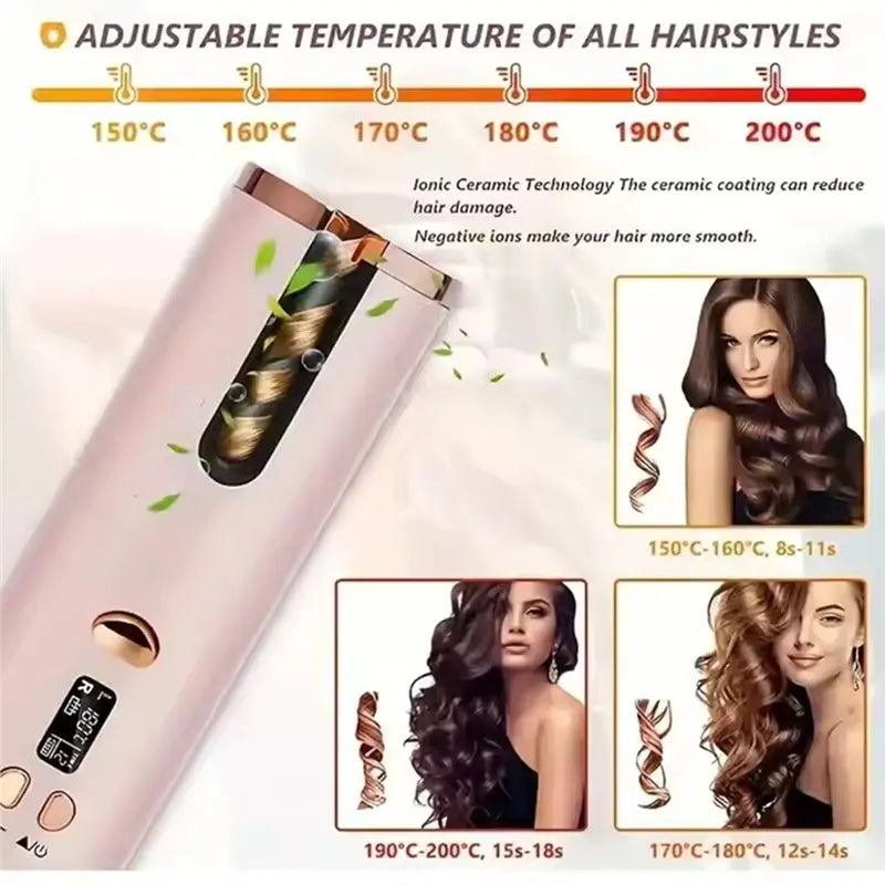 Blissence™ Cordless Automatic Hair Curler | Rechargeable Rotating Curling Iron