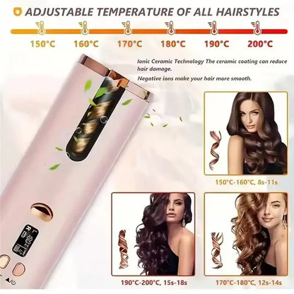 Blissence™ Cordless Automatic Hair Curler | Rechargeable Rotating Curling Iron